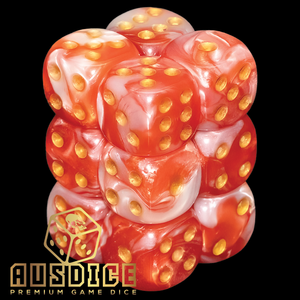 Ausdice D6 16mm Blood Marble 12-Dice Set