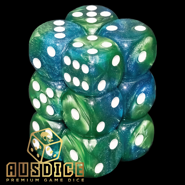 Ausdice D6 16mm Iridescent Forest 12-Dice Set