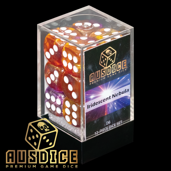 Ausdice D6 16mm Iridescent Nebula 12-Dice Set