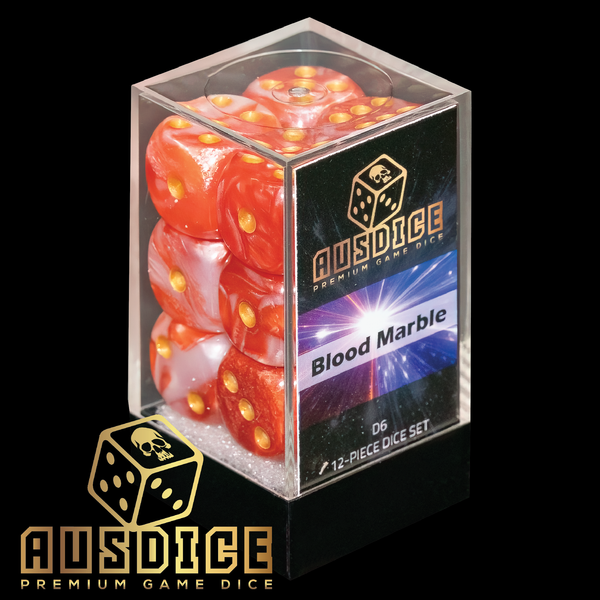 Ausdice D6 16mm Blood Marble 12-Dice Set