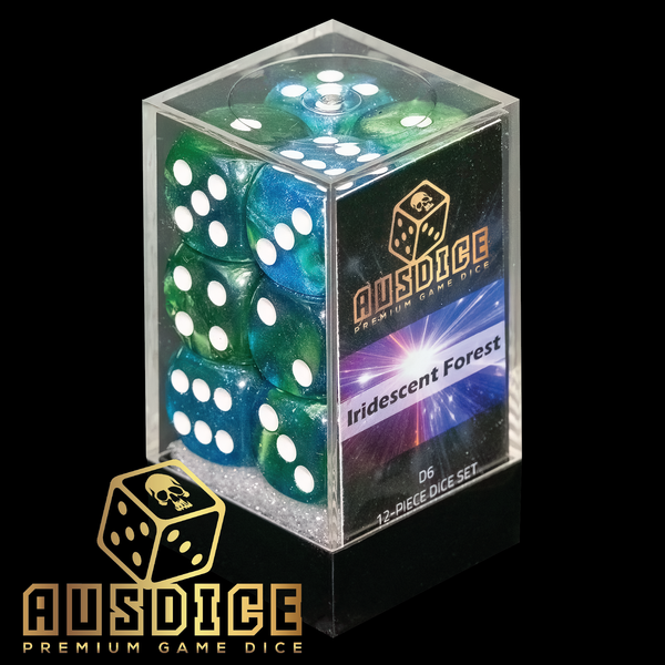 Ausdice D6 16mm Iridescent Forest 12-Dice Set