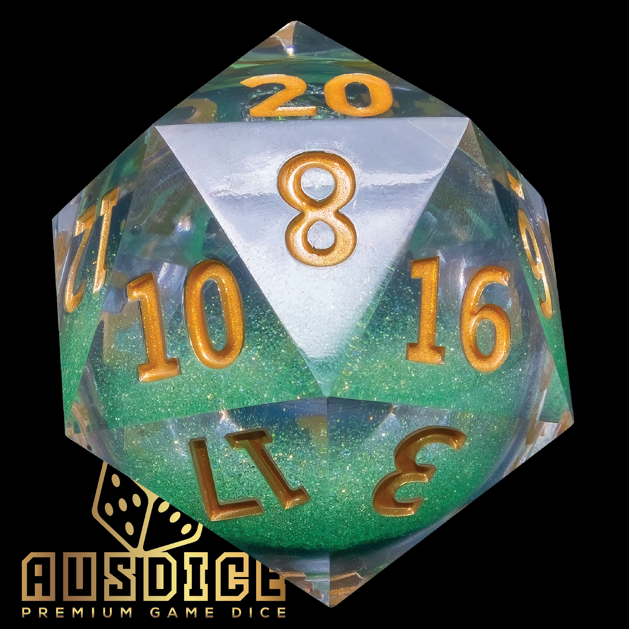 D20 Chonk 55mm Liquid Core Emerald Abyss