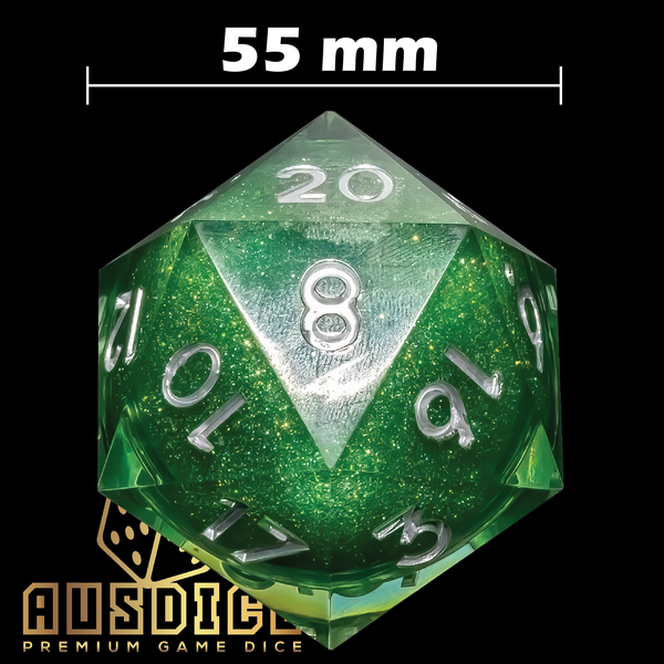 D20 Chonk 55mm Liquid Core Emerald Abyss