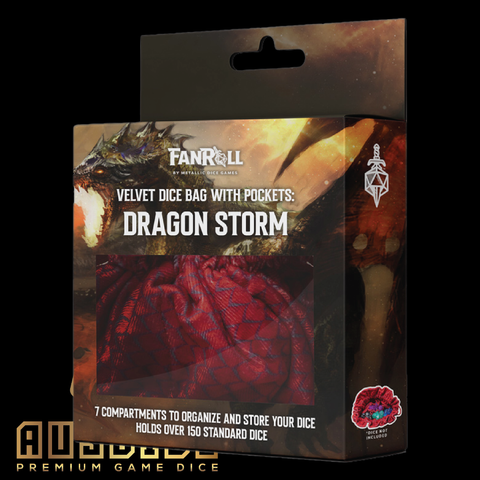 Dragon Storm Red Velvet Compartment Dice Bag