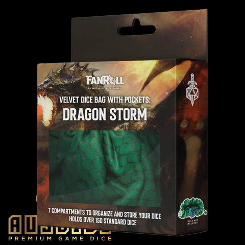 Dragon Storm Green Velvet Compartment Dice Bag