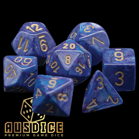 Chessex Lustrous Polyhedral Purple/Gold 7-Die Set