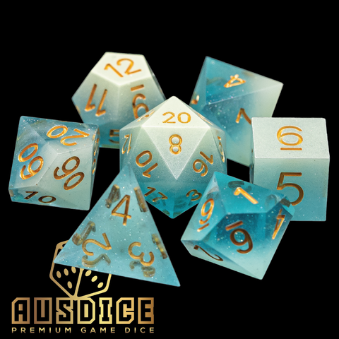 Sharp Edged Luminescent Glow Resin Polyhedral 7-Die Set