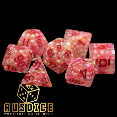 Pink Beads Resin Polyhedral 7-Die Set