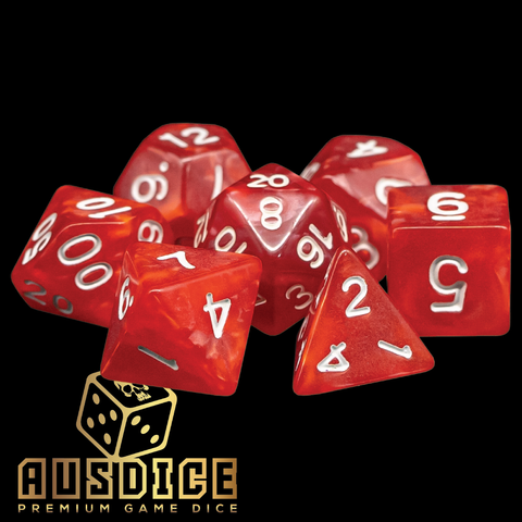 Ausdice Polyhedral Ruby Red 7-Die Set