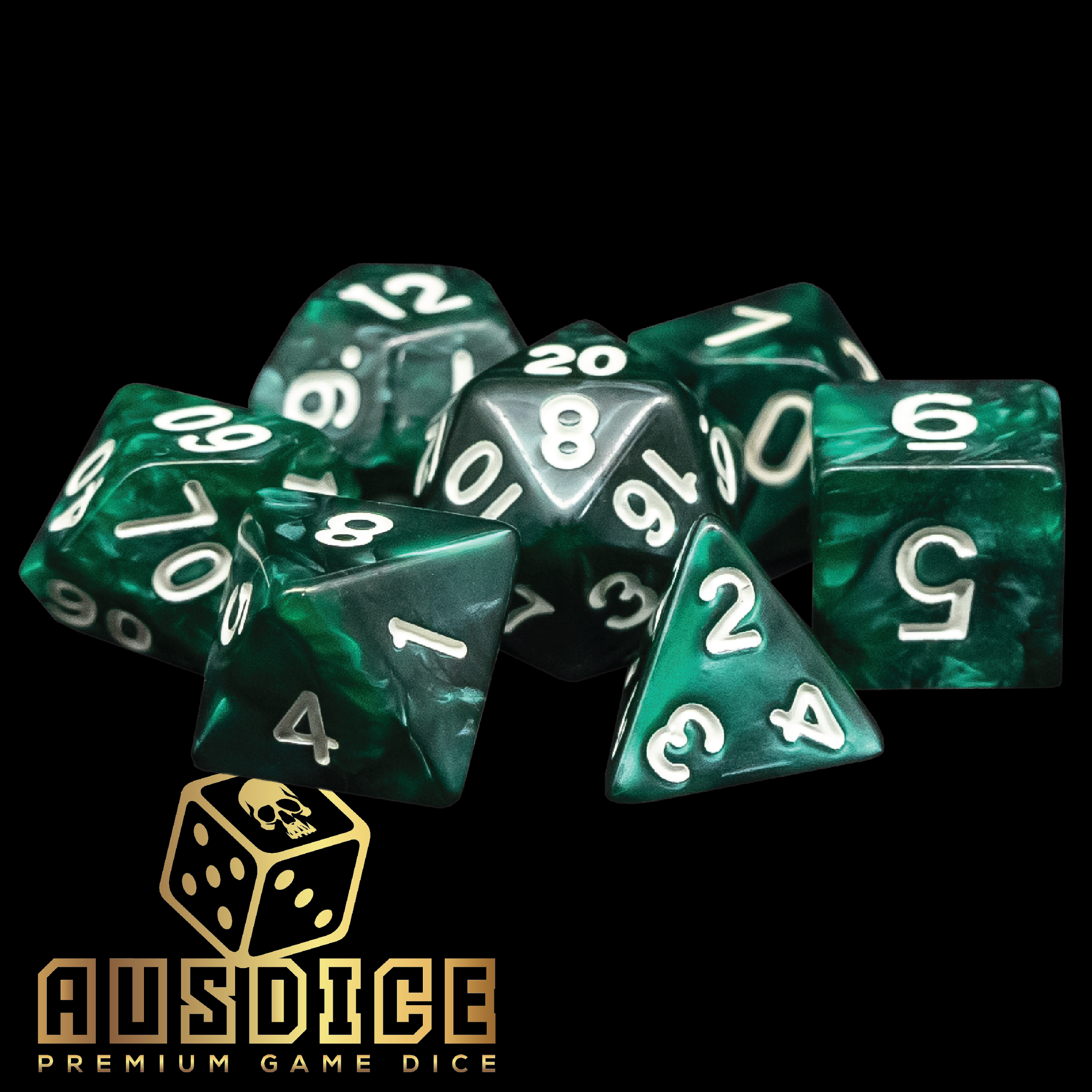 Ausdice Polyhedral Jade Green 7-Die Set
