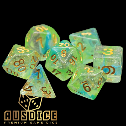 Green Storm Resin Polyhedral 7-Die Set