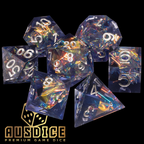 Sharp Edged Abstract Void Resin Polyhedral 7-Die Set