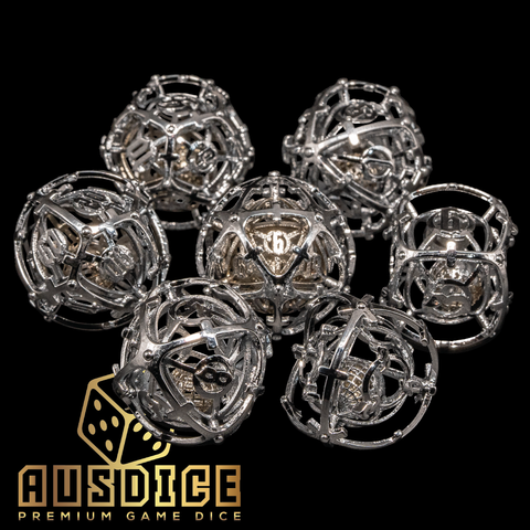 Antikythera Sphere Silver Metal Round Polyhedral Set