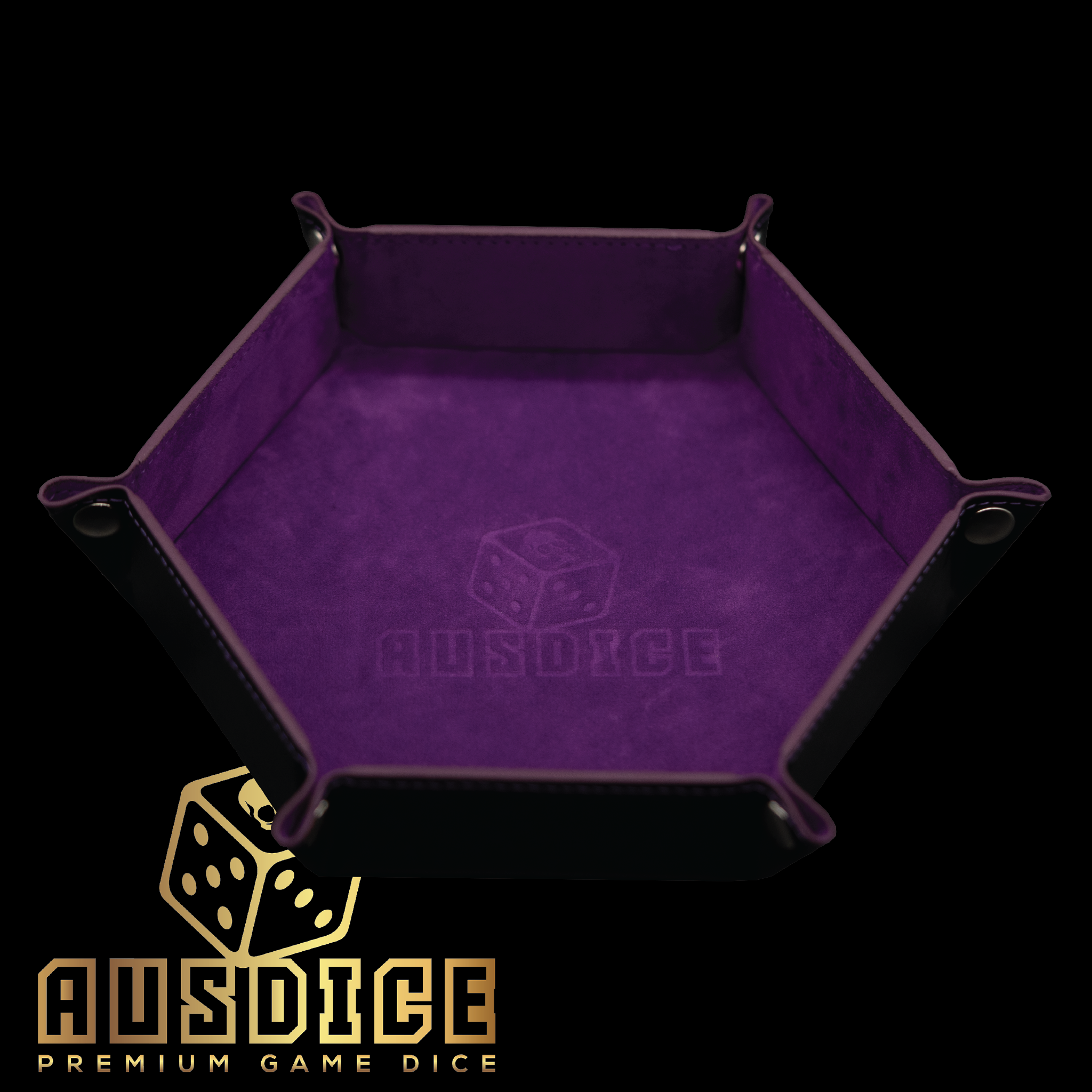 Ausdice Hex Dice Tray - Purple (with debossed logo)