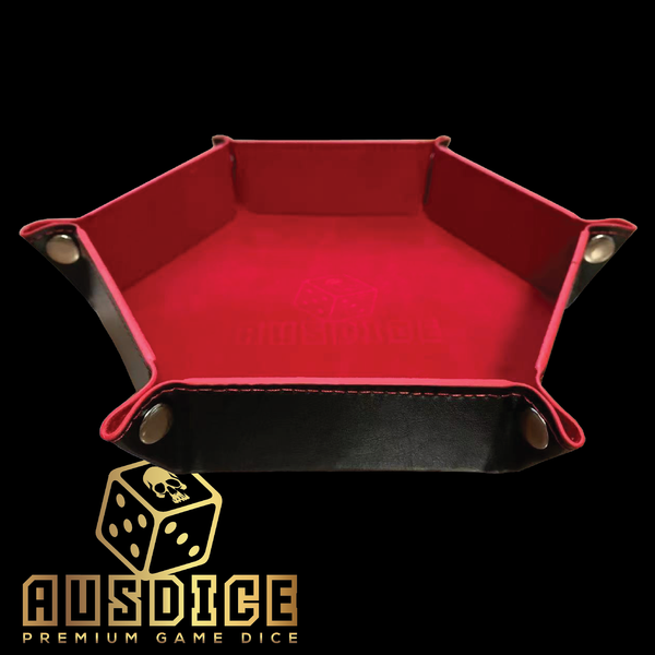 Ausdice Hex Dice Tray - Red (with debossed logo)