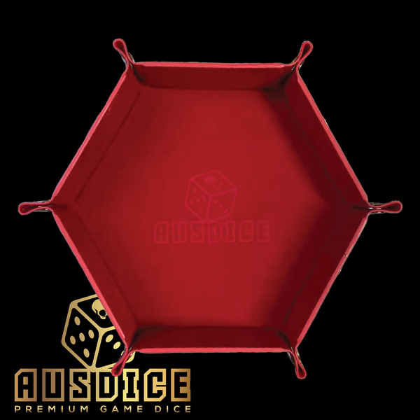 Ausdice Hex Dice Tray - Red (with debossed logo)