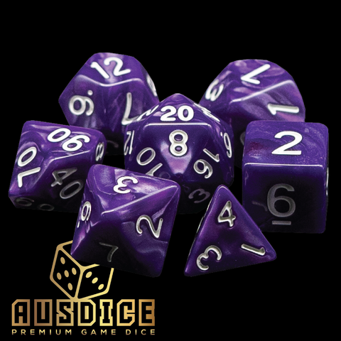 Ausdice Polyhedral Warlock Purple Dice Set (7 Dice)